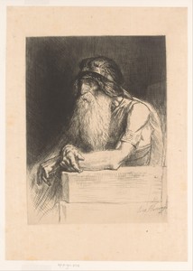 Oude man met de armen gekruist