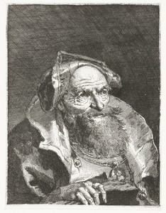 Oude man met ketting en boek