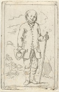 Oude man met wandeltstok