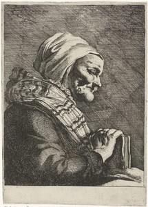 Oude vrouw met boek