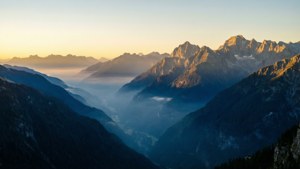 Outlook of Misty Mountain Sunrise