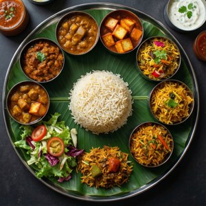 Overhead Rice Thali