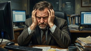 Overwhelmed Office Worker