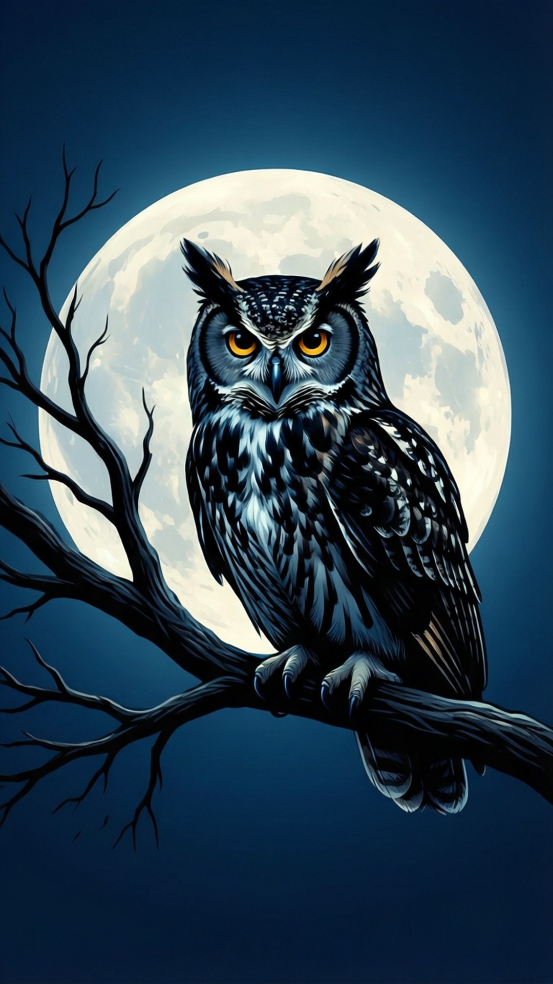 Owl and Full Moon by Wallpapers.art Studio