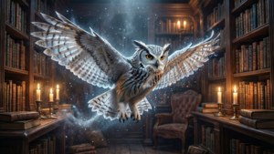 Owl in Ancient Library