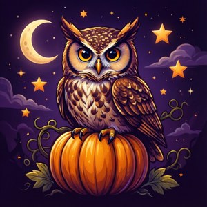 Owl on Pumpkin Moon