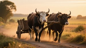 Oxen Pulling Cart