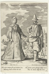 Paar, gekleed volgens de mode uit Portugal, ca. 1610