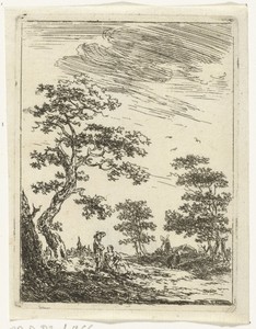 Paar onder boom in landschap