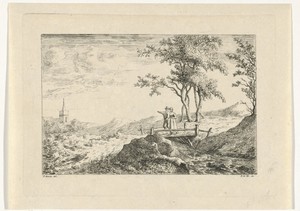 Paar op een houten brug