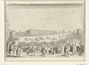 Paardenrennen op de Piazza Pitti te Florence