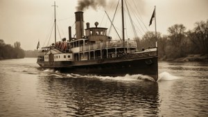Paddle Steamer River Wake
