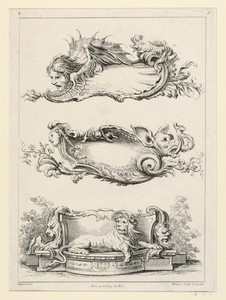 page Three from "Cinquième Livre Contenant des Cartouches Inventés par G. M. Oppenort Architecte du Roi et Gravé par Huquier"