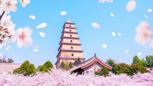 Pagoda Among Cherry Blossoms