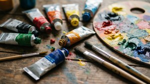 Paint Supplies Flat Lay