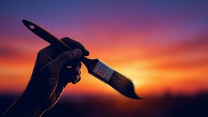 Paintbrush Silhouette Sunset