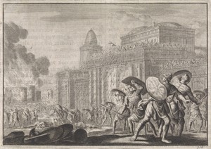 Paleis van koning Demetrius Nikanor in Antiochië door de bevolking aangevallen