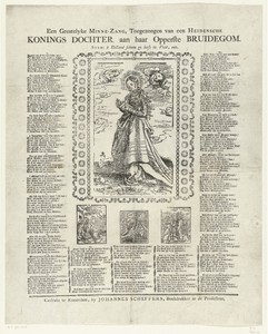 Pamflet met Catharina van Alexandrië en tekst