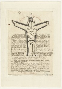 Pamflet met Loi Lunaire en figuur staand in nis