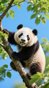 Panda Climbing Tree