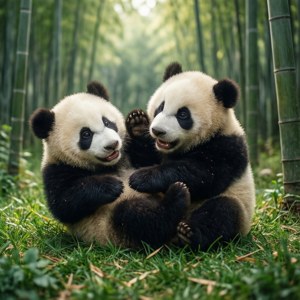 Panda Cubs Playing