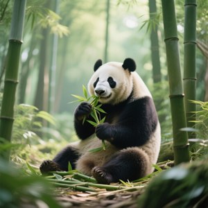 Panda Dining on Bamboo