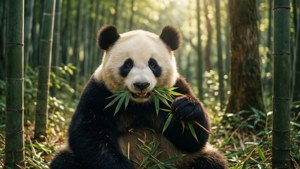 Panda in Bamboo Forest