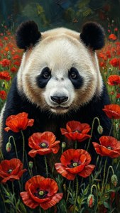 Panda in Poppies