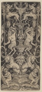 Panel of Ornament with Two Naked Children on Monstrous Beasts