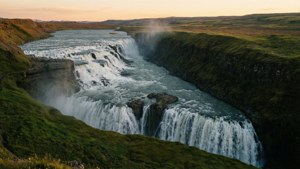 Panoramic Sunset Falls