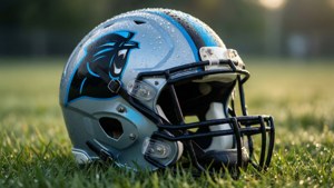 Panthers Helmet on Grass