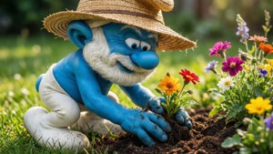 Papa Smurf Gardening
