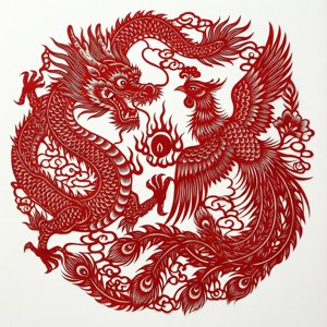 Papercut Dragon Phoenix