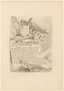 Papieren rol met opdracht aan Sir Henry Charles Englefield, vastgehouden adelaar met twee koppen