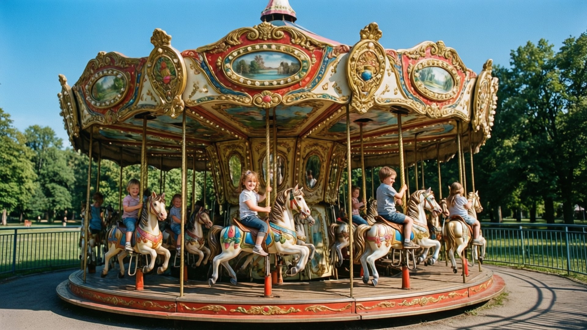 Park Carousel Joy by Wallpapers.art Studio