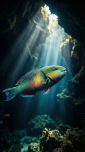 Parrotfish Wrasse in Cave