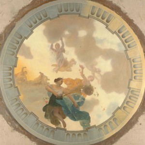 Part (central part) of a ceiling decoration with Diana and her companions as the principal representation
