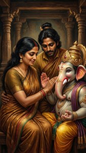 Parvati Blessing Her Sons