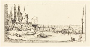 Passerelle du Pont-au-Change, Paris, après l'Incendie de 1621 (Footbridge Temporarily Replacing the Pont-au-Change, Paris, after the Fire of 1621)