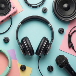 Pastel Audio Devices Flat Lay