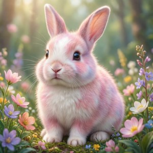 Pastel Bunny in Flowers