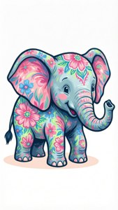 Pastel Floral Elephant