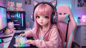Pastel Gamer Girl Setup