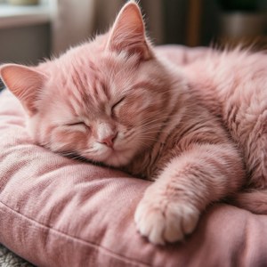 Pastel Pink Sleeping Cat