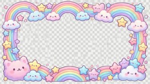 Pastel Rainbow Kawaii Border