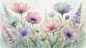 Pastel Watercolor Wildflowers