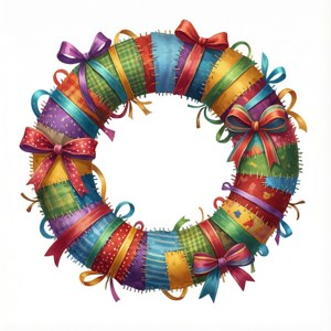Patchwork Ribbon Wreath