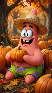 Patrick Star at Pumpkin Patch