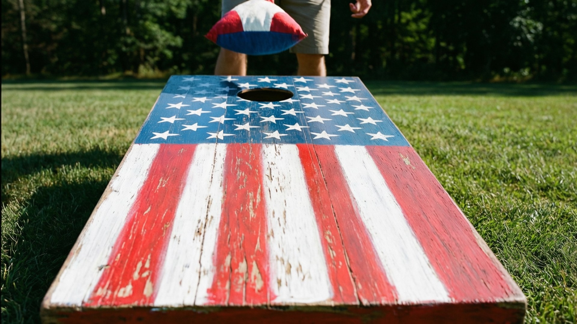 Patriotic Cornhole Throw by Wallpapers.art Studio