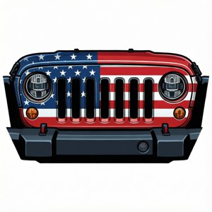 Patriotic Jeep Grille Flag